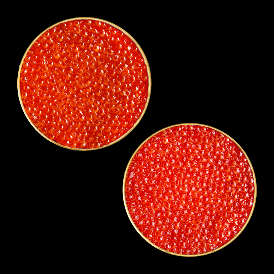 two tins of red fish roe