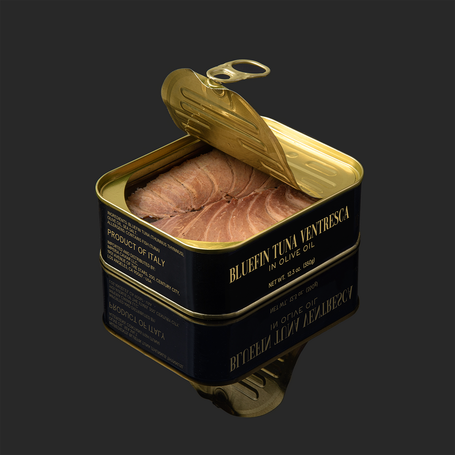 a tin opening with bluefin tuna 