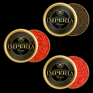 three tins of imperia caviar 